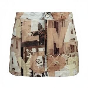 Womens Mini Skirt Neutral Film Graphic A-Line Size 2 NWT Peppermayo On The Edge